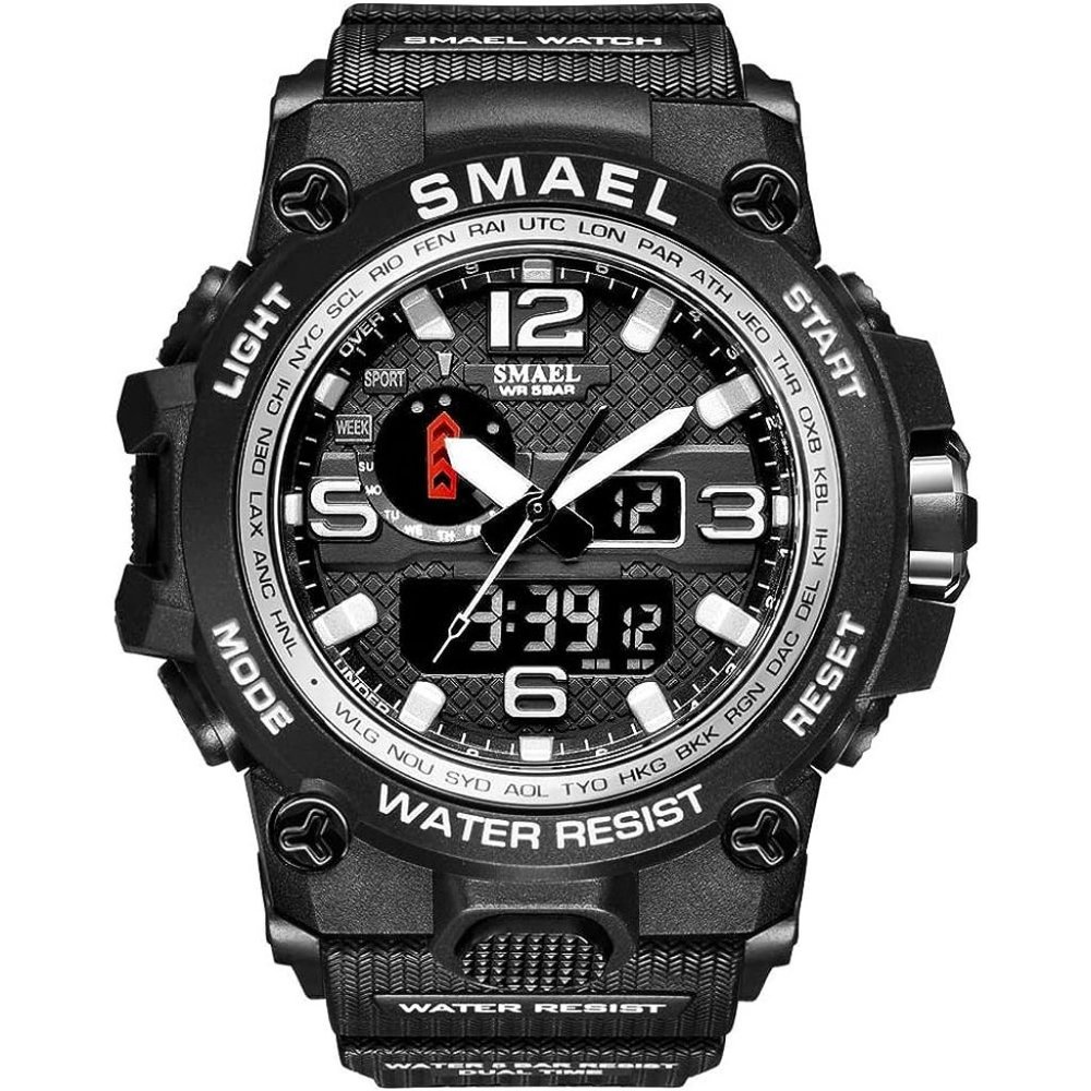 Aimes Men's  Electronic Large Dual Display Waterproof Military LED Stopwatch